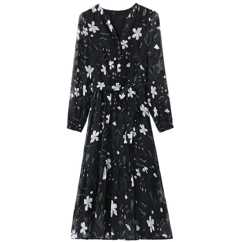 French Style Floral Chiffon Dress