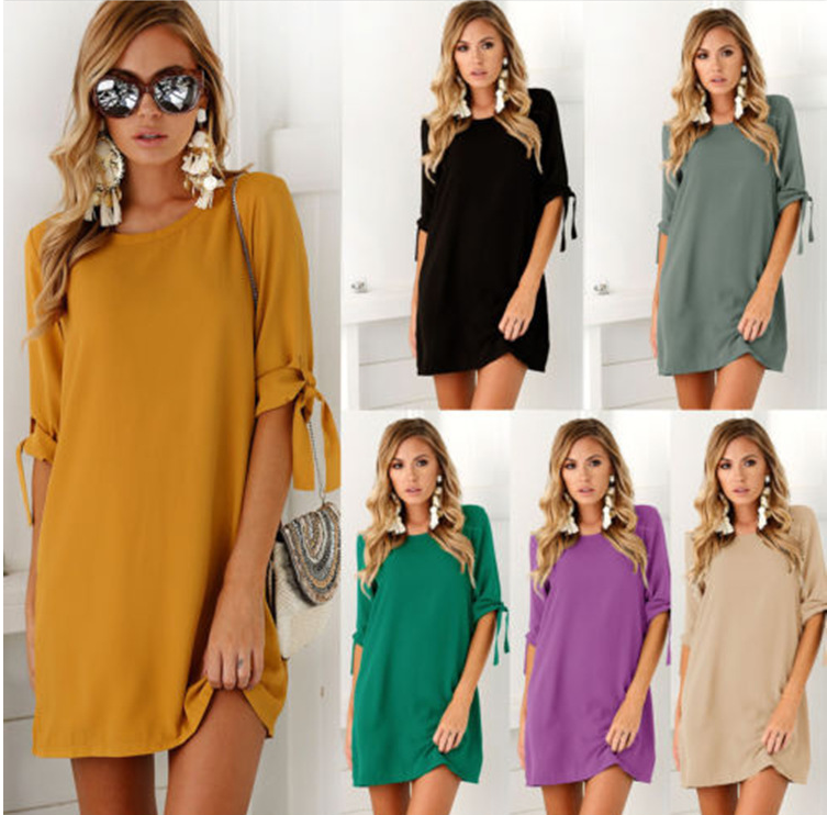 Solid colour Chiffon Dress