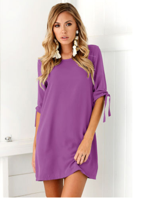 Solid colour Chiffon Dress