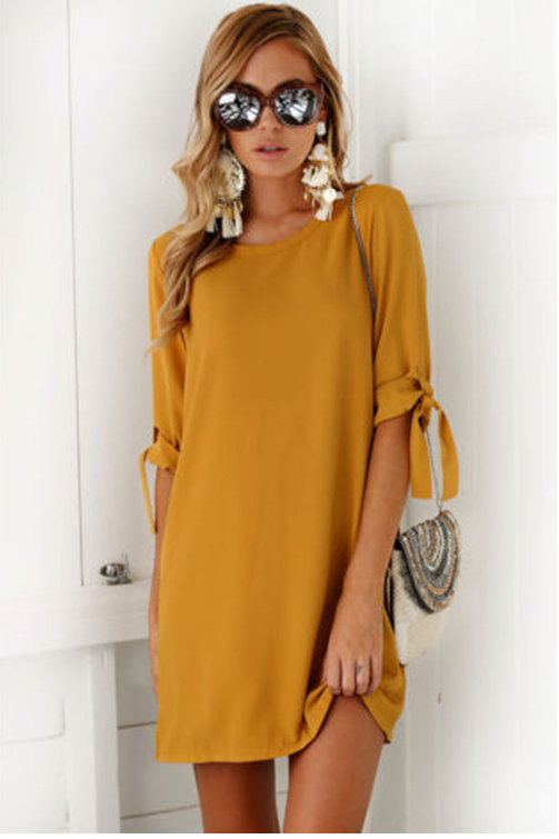 Solid colour Chiffon Dress