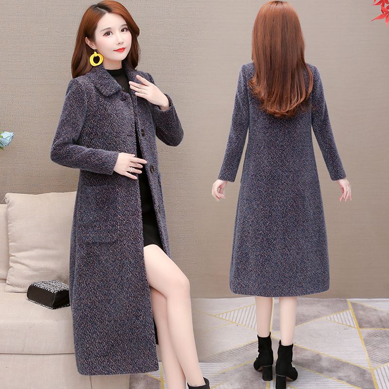 Mid-Length Padded Imitation Mink Fleece Coat