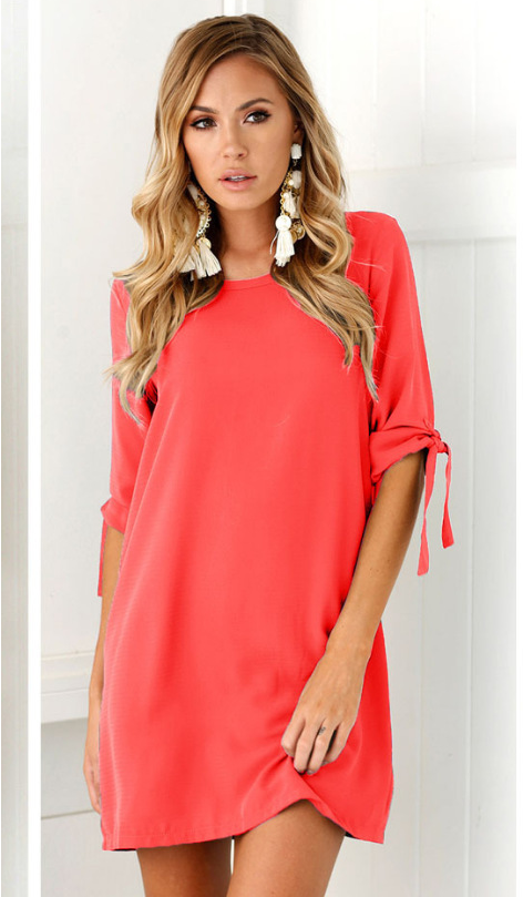 Solid colour Chiffon Dress