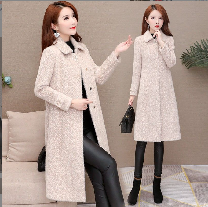 Mid-Length Padded Imitation Mink Fleece Coat