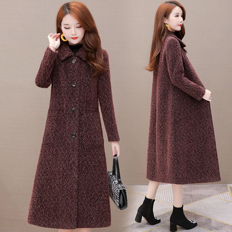 Mid-Length Padded Imitation Mink Fleece Coat