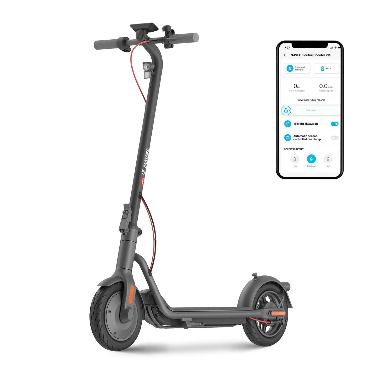 NAVEE Electric Scooter V25 -  600W Motor - 10" Tires