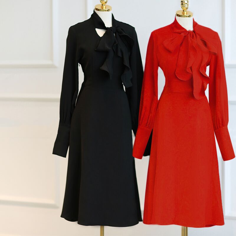 French Chic Retro Chiffon Midi Dress