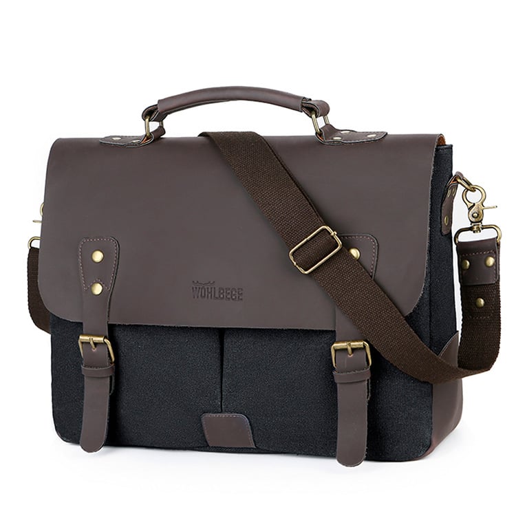 Retro Computer Briefcase Shoulder Bag with Lid